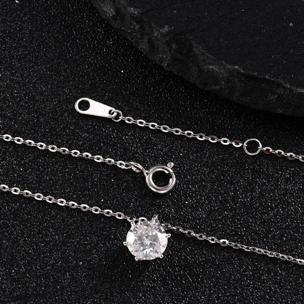 925 Silver Snowflake Six Prong Round Pendant Necklace Round Cut D VVS1 Multi Color Moissanite Jewelry For Women