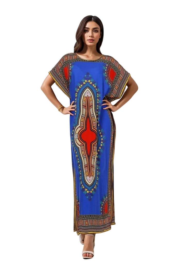 Ladies Kaftan Long Maxi Dress Summer Beach Holiday Printed Dress One Siz image 2