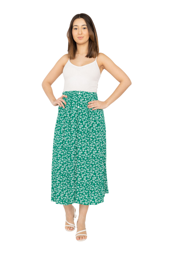 Ladies Floral Skirt Women Long Skirt elasticated skirt flared printed slit skirt image 4