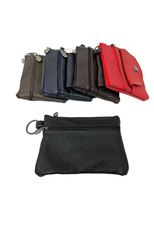 Leather Wallets Keyring ladies purse gents wallet leather coin pouch small purse image 1