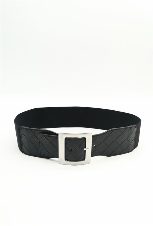 Ladies Adjustable Elastic Stretchy Fashion Wide Metal Buckle Dress Waist Belt image 0