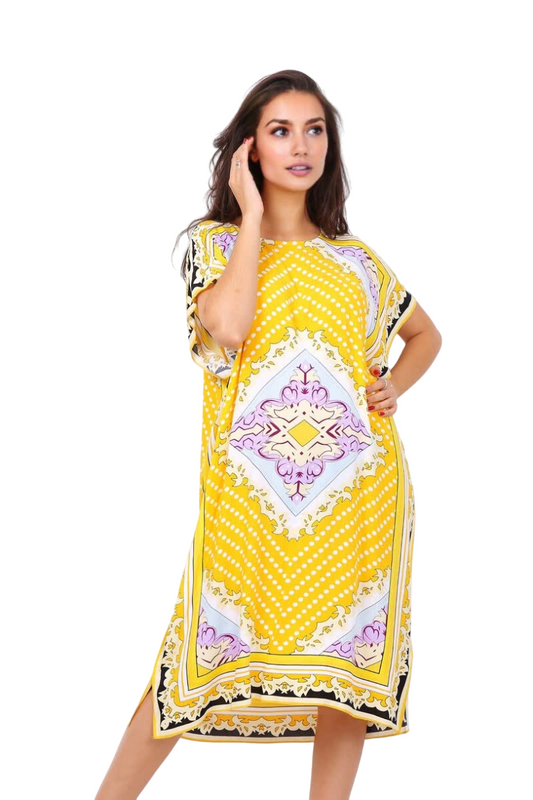 Ladies Cotton Dress Mid Length Dot Printed Party Stylish Dress image 0