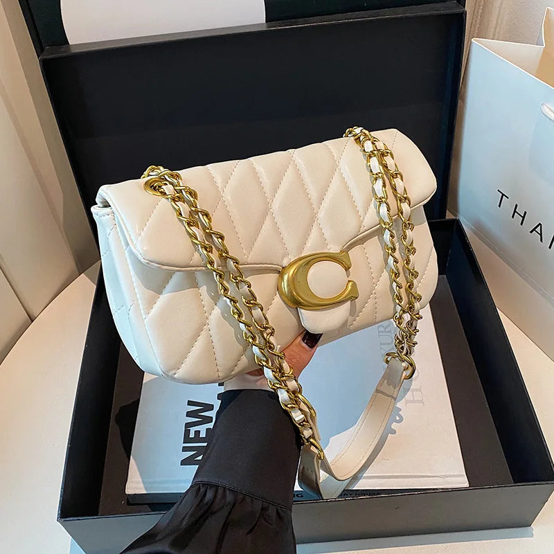 High-end women's handbag fashion quilted chain bag new trendy versatile small square bag shoulder crossbody bag
