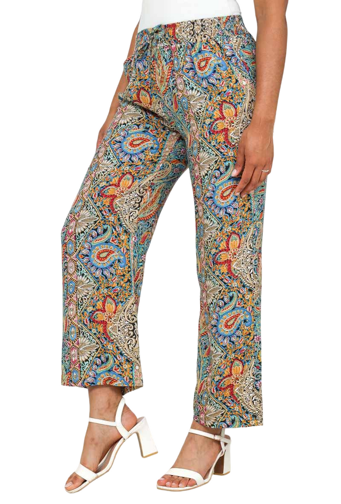 Ladies Women’s Trousers Palazzo Trousers Baggy Wide Leg Flared Pants Printed Pan image 3