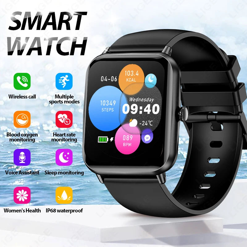 LIGE For Android IOS Smart Watch Men Bluetooth Call Sport Fitness Tracker Health Monitoring Fashion Women Smartwatch Ladies Gift