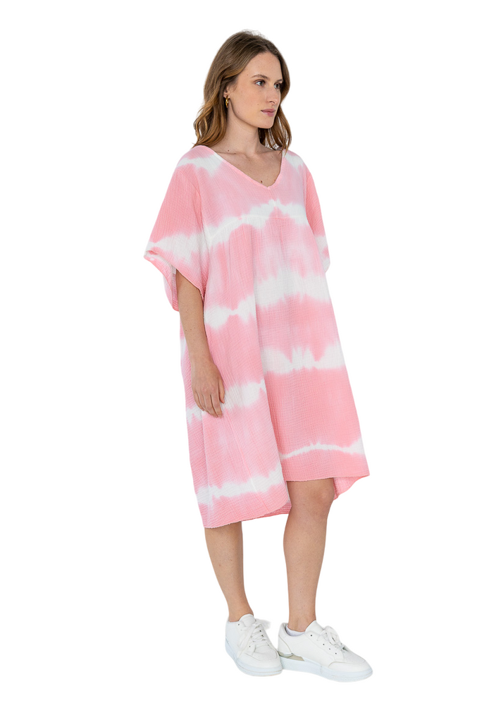 Ladies cotton dress Italian Soft Touch Tye Dye Womens short Sleeve Midi DRESS image 6