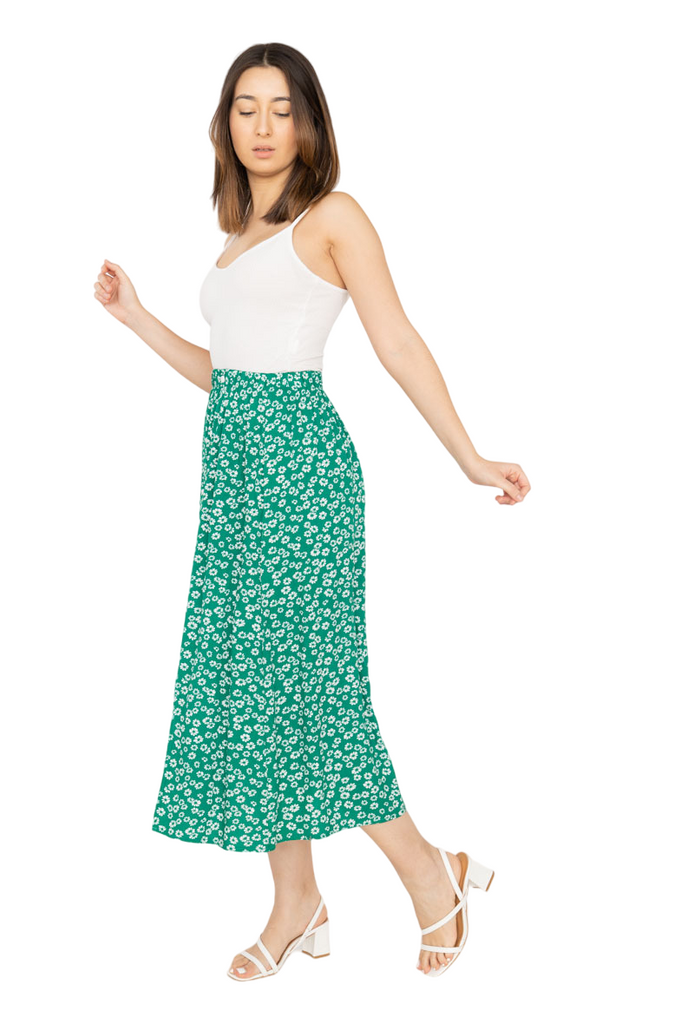 Ladies Floral Skirt Women Long Skirt elasticated skirt flared printed slit skirt image 6
