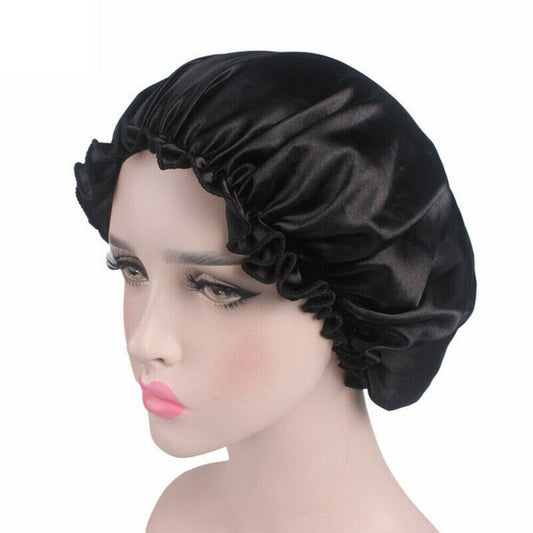 Womens Sleeping Hair Cap Satin Net Head Cover Elastic Night Sleep Cap Bonnet Cap image 0