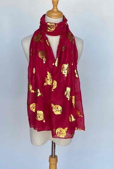 Scarf printed with gold roses Womens High Quality Wrap Ladies Stole Women's Scar image 0
