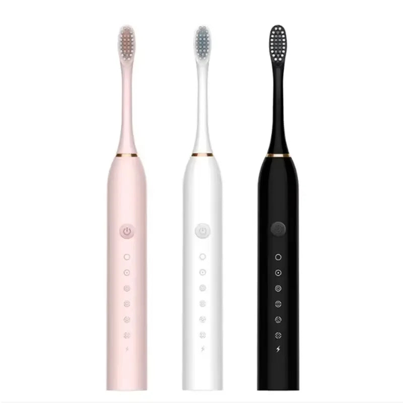 3 x Electric Ultrasonic Toothbrush Six Speed Mode Home Soft Hair USB Charging Waterproof Adult Tooth Cleaner Automatic Couple Set