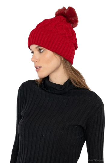Red Winter Hat Warm Knitted image 0