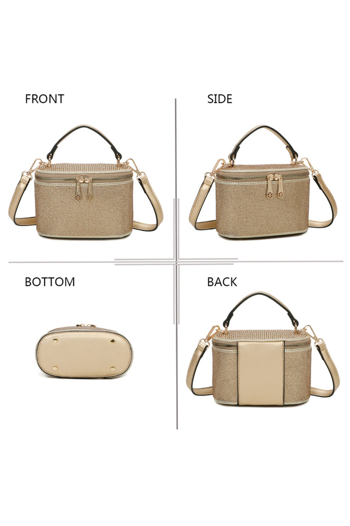 Women's Hand Bag Cross Body Bag Gold Shiny Makeup Shoulder Bridal Fashion Bag image 3