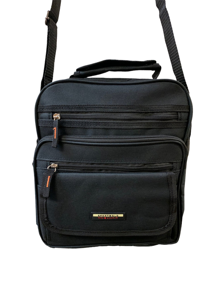 Unisex Large Canvas Bag Multiple Pockets Top Handle Lightweight Black Work Bag image 3