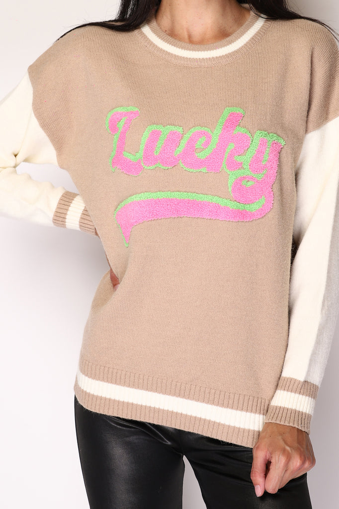 Women's Sweater American Jersey Effect "Lucky" Tufted Sweater Warm Winter Jersey image 9