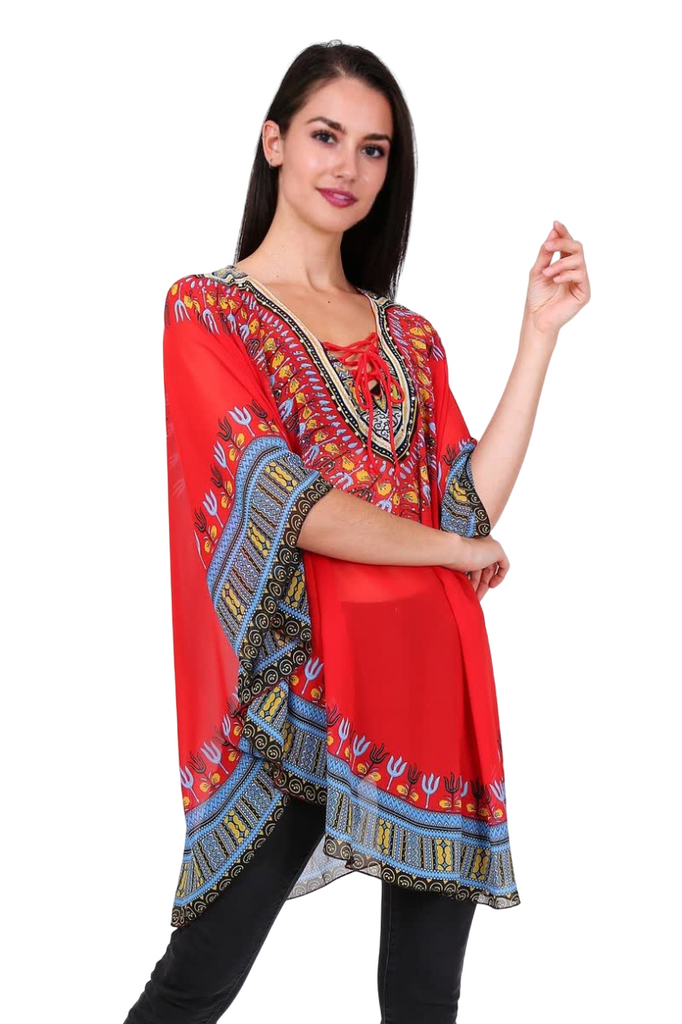 Ladies Printed Poncho Rhinestones Holiday Beachwear Dress Travel Oversized Top image 4