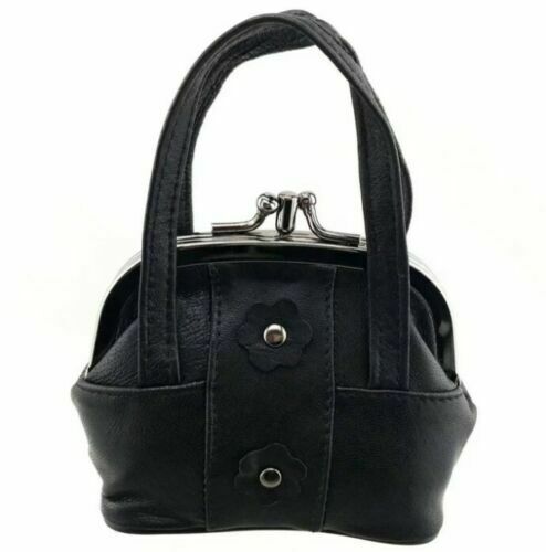 Women's Leather Coin Purse Money Clip Clasp Top Keys Cards Cash Purse Wallet Bag image 1