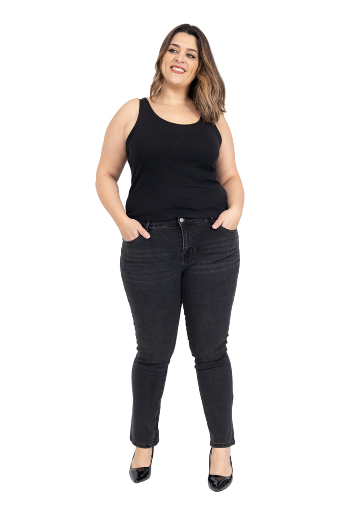 Women’s Big Size Gray Push Up Straight Cut Jeans Plus Size Pants Jeans Trousers image 0