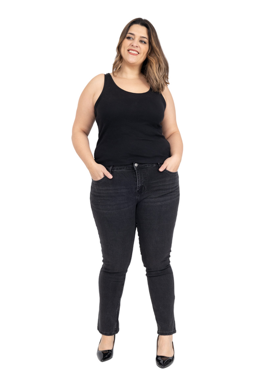 Women’s Big Size Gray Push Up Straight Cut Jeans Plus Size Pants Jeans Trousers image 0