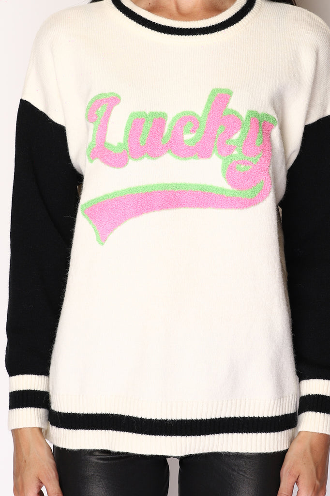 Women's Sweater American Jersey Effect "Lucky" Tufted Sweater Warm Winter Jersey image 3