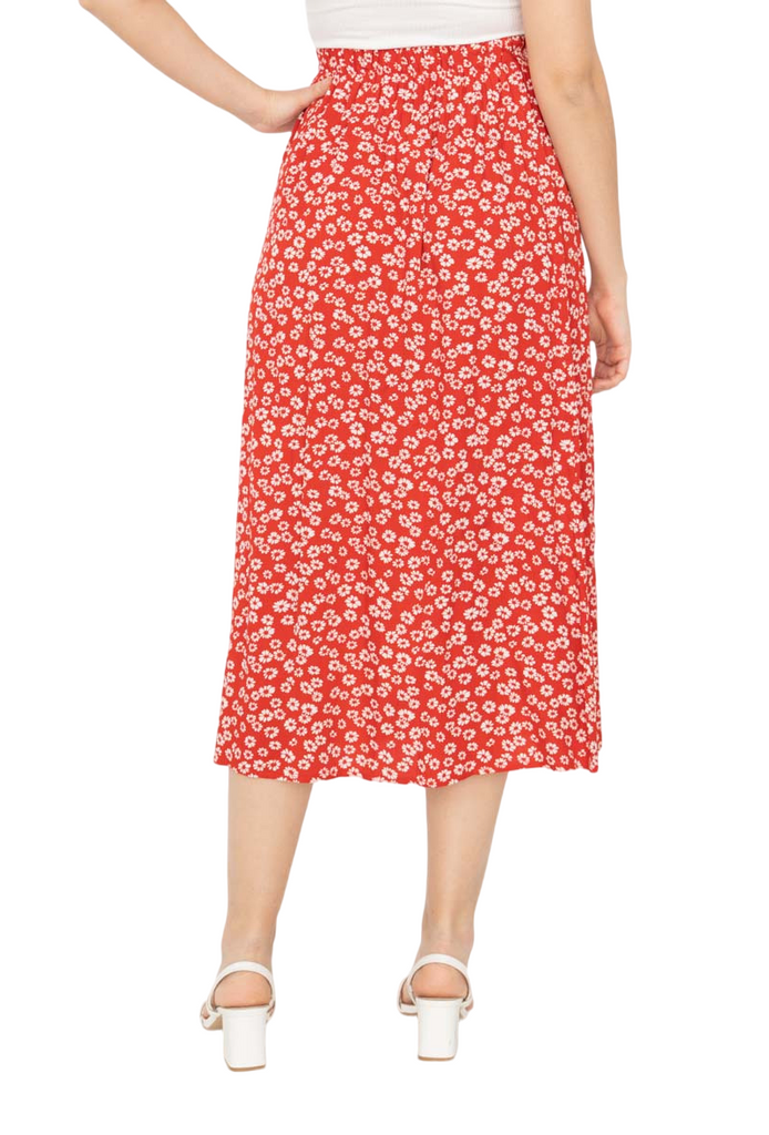 Ladies Floral Skirt Women Long Skirt elasticated skirt flared printed slit skirt image 3