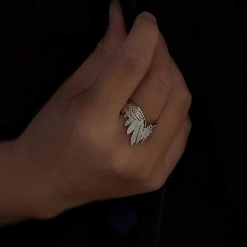 Retro Angel Demon Wings Open Ring for Women Couples Punk Gothic Adjustable Finger Jewelry Accessories Hip Hop Gifts