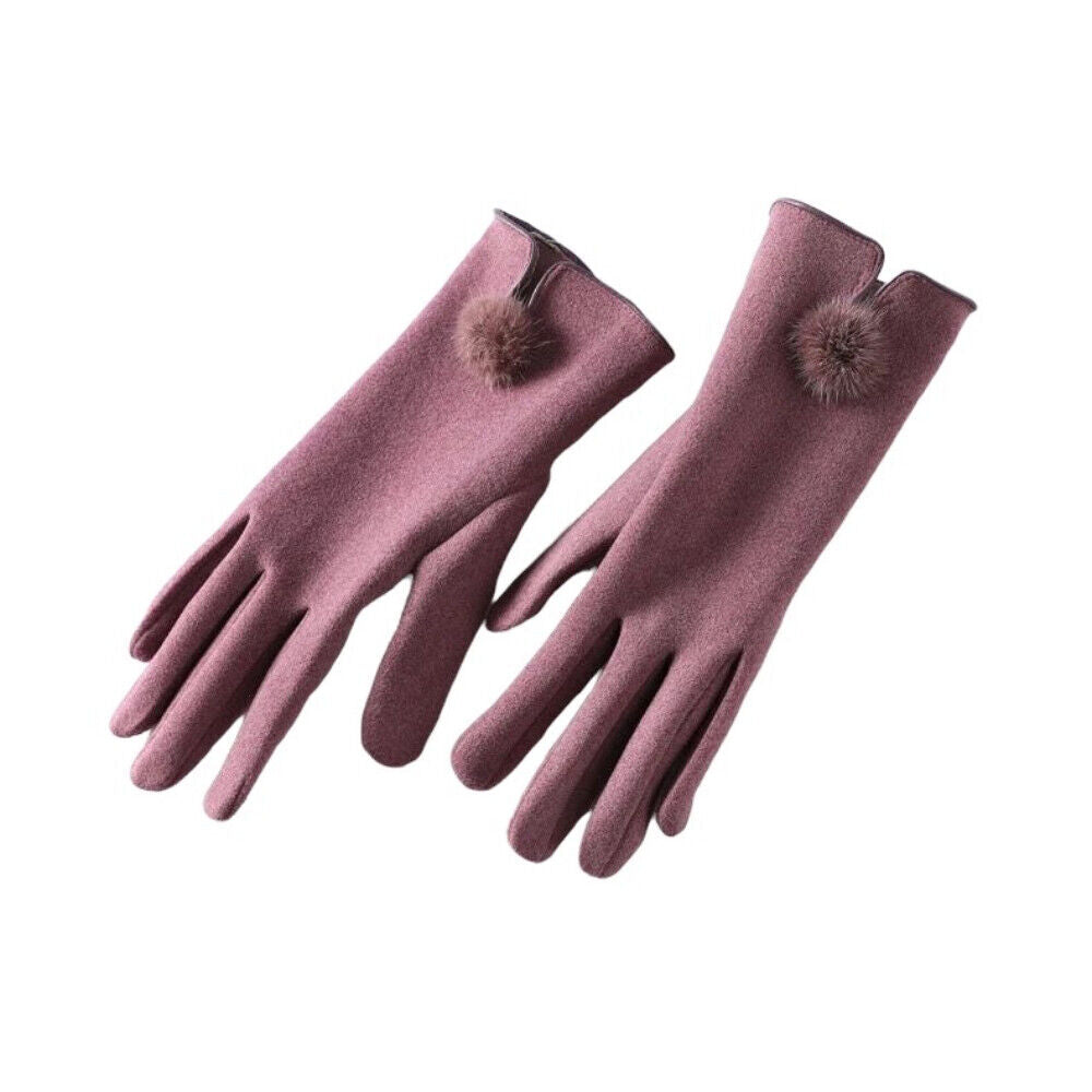 Ladies Gloves Women Winter Pom Pom Touchscreen Driving Windproof Warm Wool Glove image 0