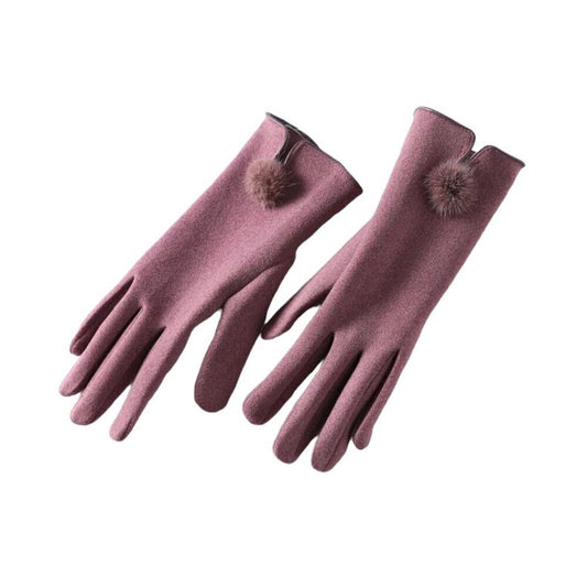 Ladies Gloves Women Winter Pom Pom Touchscreen Driving Windproof Warm Wool Glove image 0