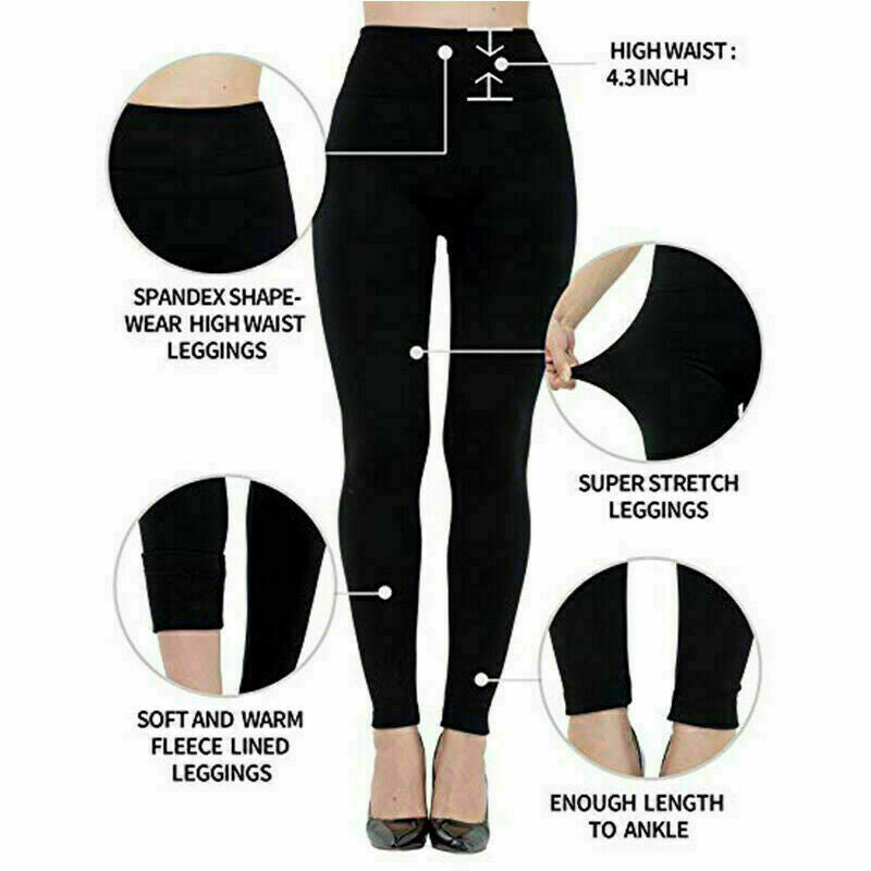 Ladies Tummy Control Leggings High Waist Fleece Lined Thermal Winter Leggings image 1