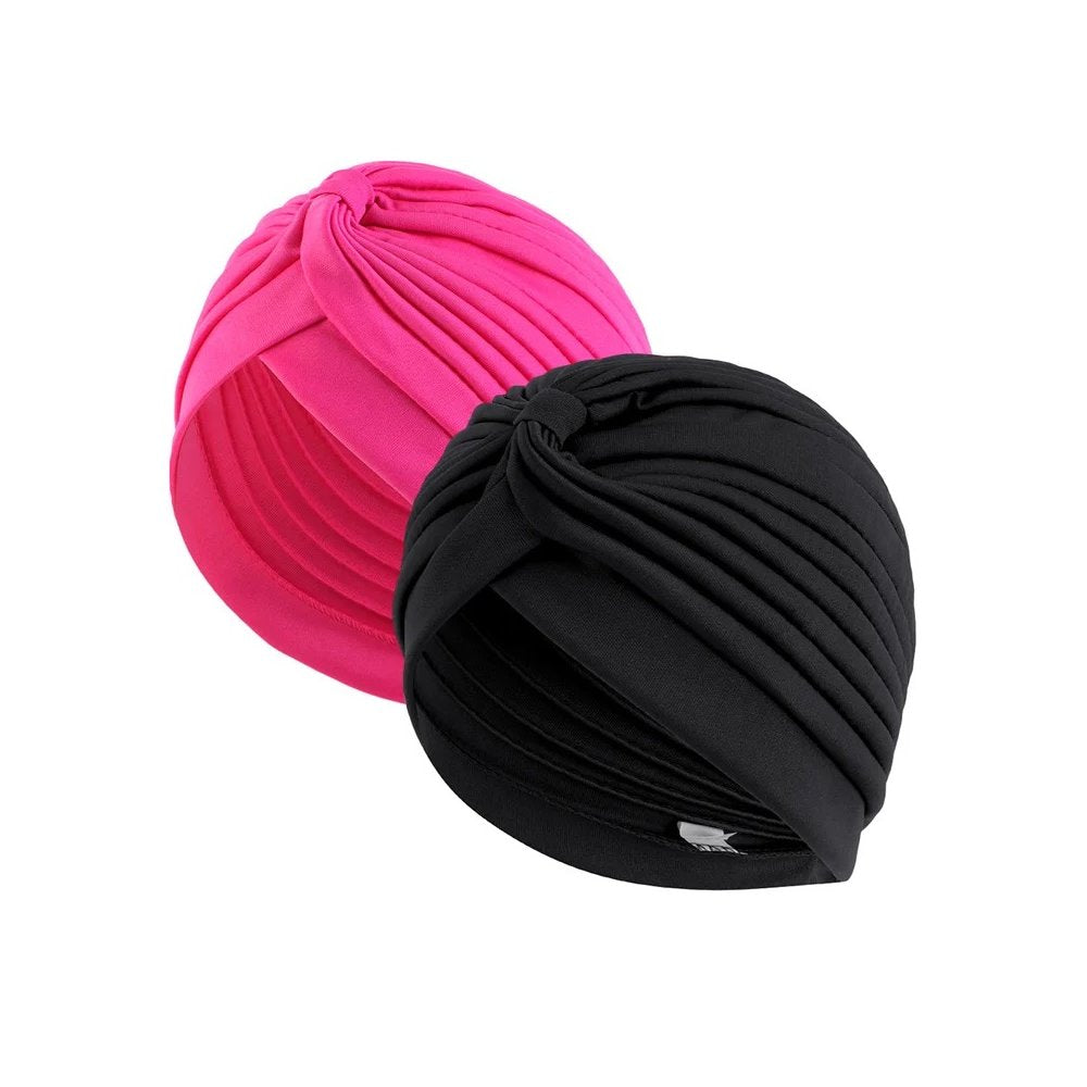 2pcs Stretch Turban Head Beanie Cover Pleated Headwrap Ladies Muslim Hair Cover image 6