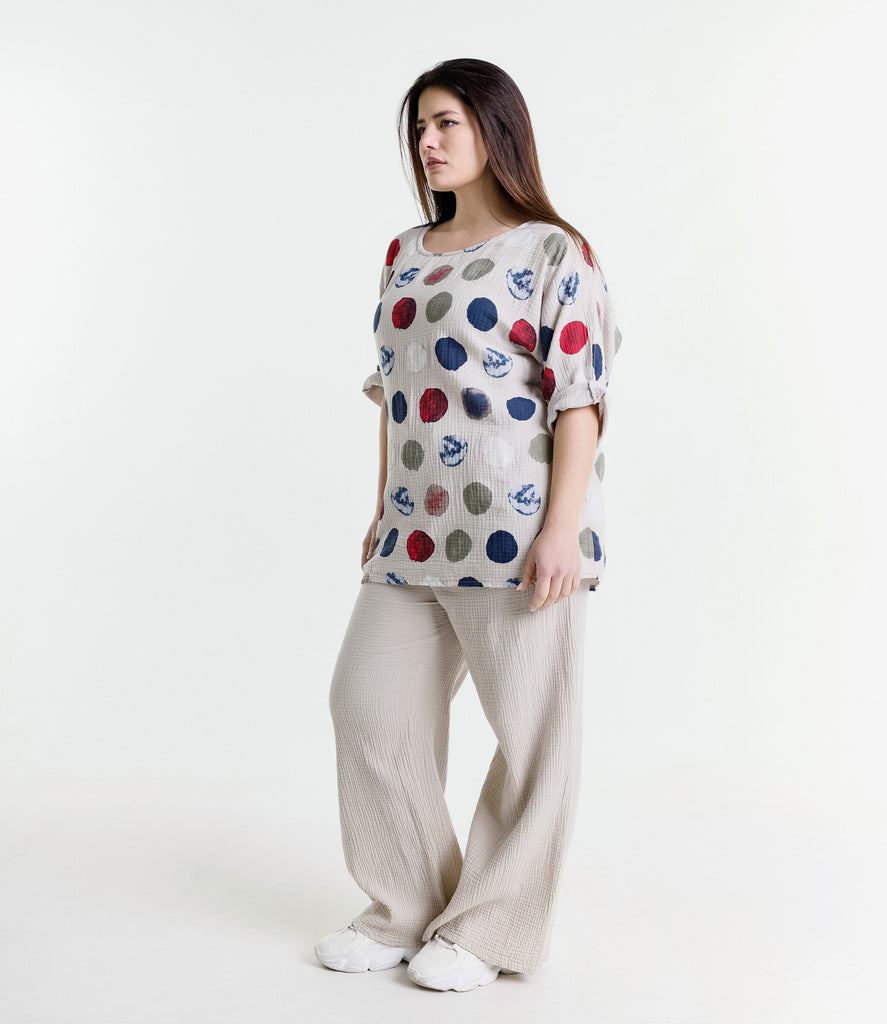 Ladies Assorted Colours Polka Dot Tops Cotton Wholesale prices image 2