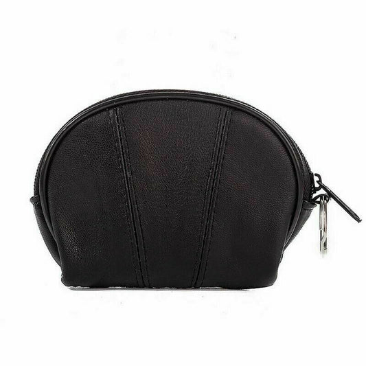 Black Leather Coin Case Key Pouch Money Holder Keyring Wallet Change Pouch Case image 0