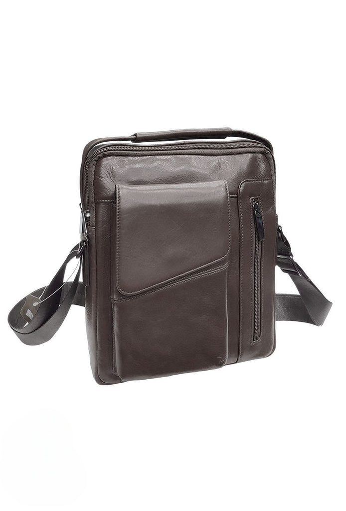 Men's Leather Shoulder Bag Handle Multi Pockets Stylish Outdoor Travel Bags image 2