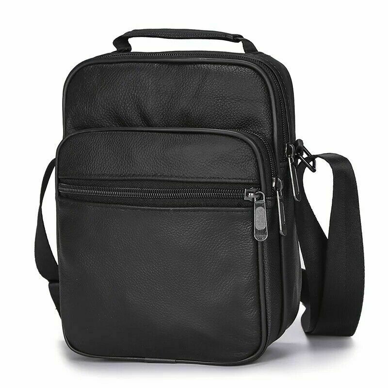 Men's Leather Messenger Bag Cross Body Shoulder Utility Travel Work Bag Black image 0