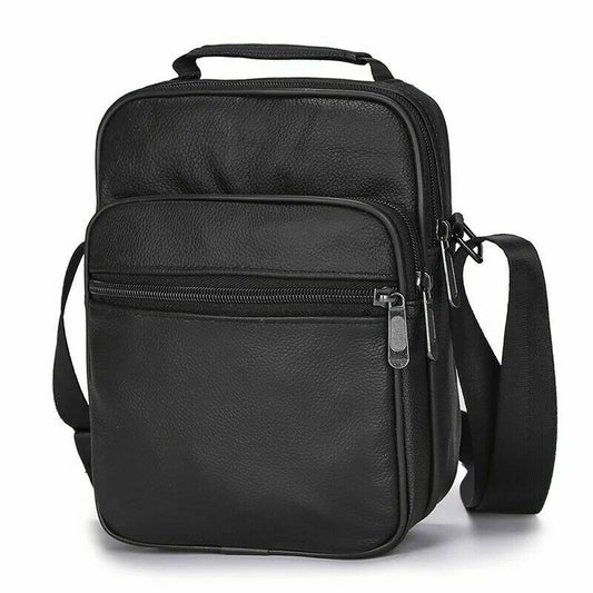 Men's Leather Messenger Bag Cross Body Shoulder Utility Travel Work Bag Black image 0