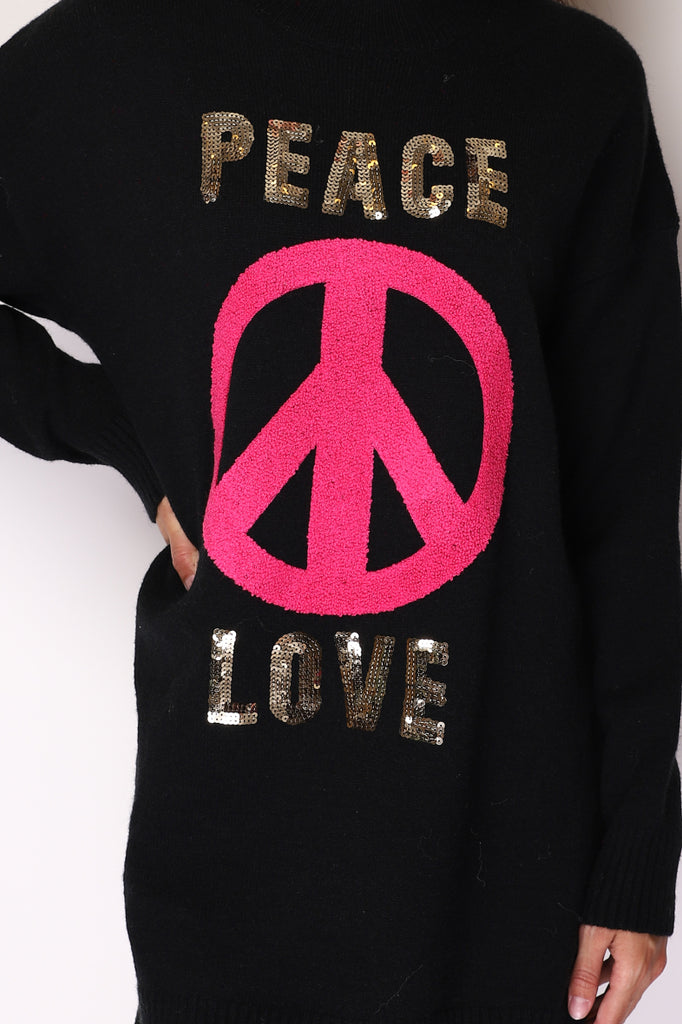 Women's Jumper PEACE & LOVE Round Neck Sweater Stylish Travel Outdoor Jumpers image 9