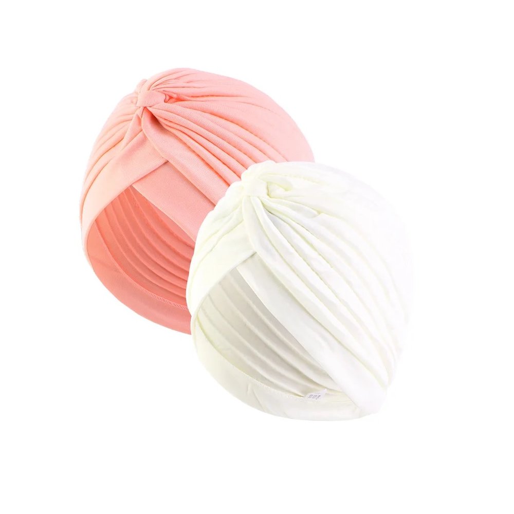 2pcs Stretch Turban Head Beanie Cover Pleated Headwrap Ladies Muslim Hair Cover image 1