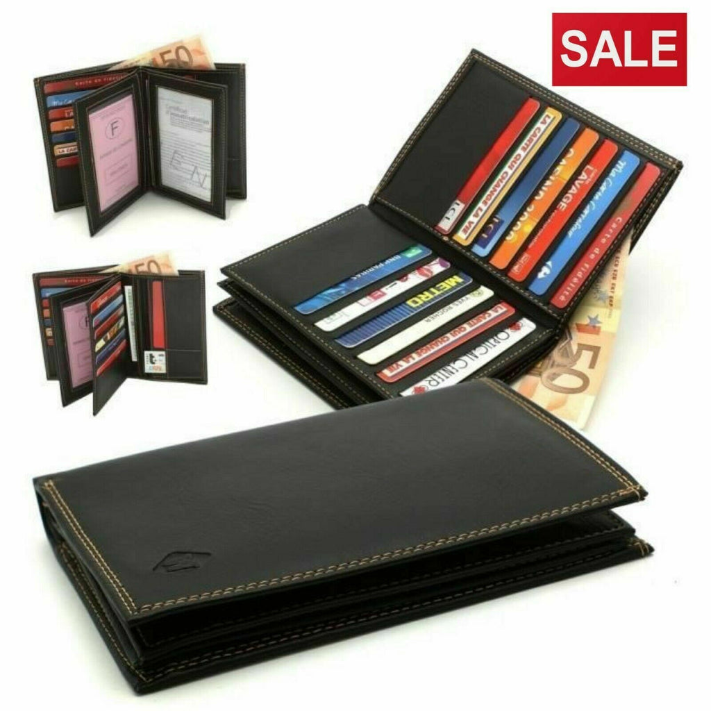 Black Wallet Bi-Fold Credit Card Photo I.D Holder Money Coin Purse Organizer image 0