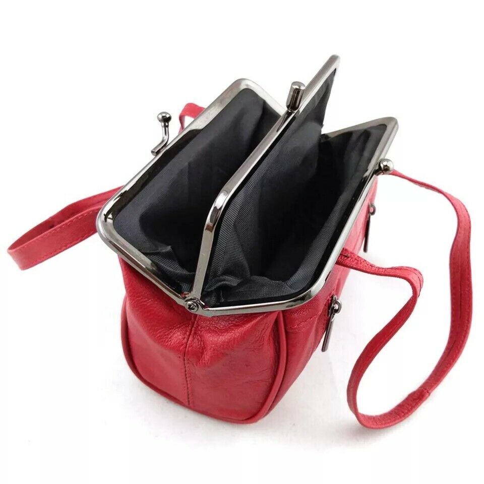 Ladies Leather Purse Wallet Purse Card Holder Coin Wallet Metal Frame Clip top image 2