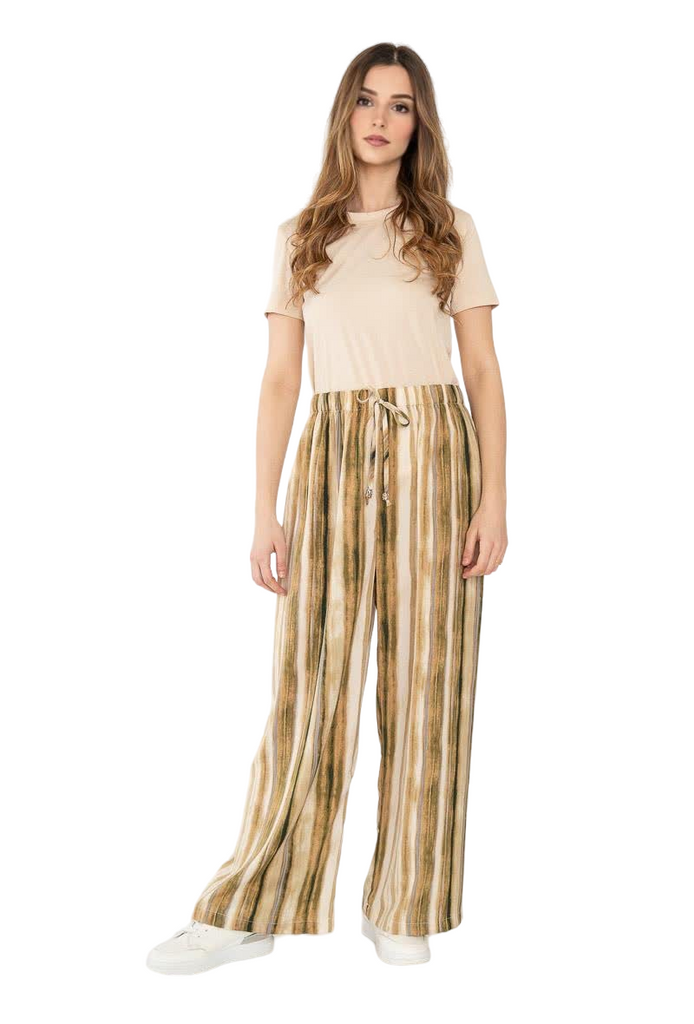 Ladies Women Trouser Elasticated Wide Leg High Waist Regular Pants Black Brown image 2