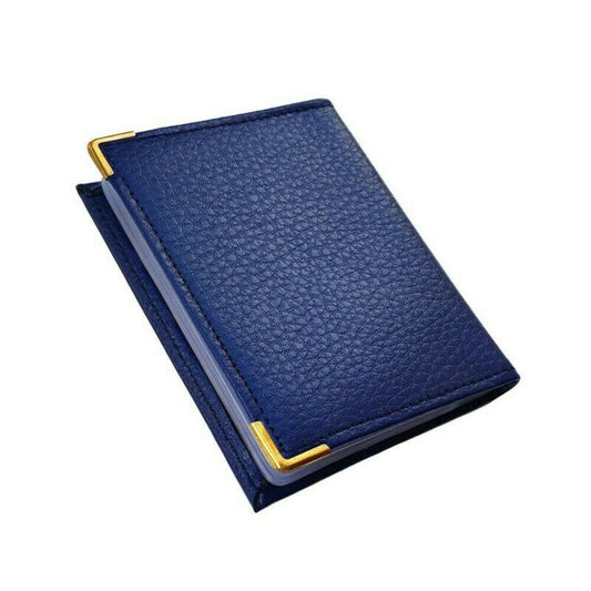 Real Leather Credit Card Photo ID Holder Wallet Purse 20 Pockets Card Slots BLUE image 0