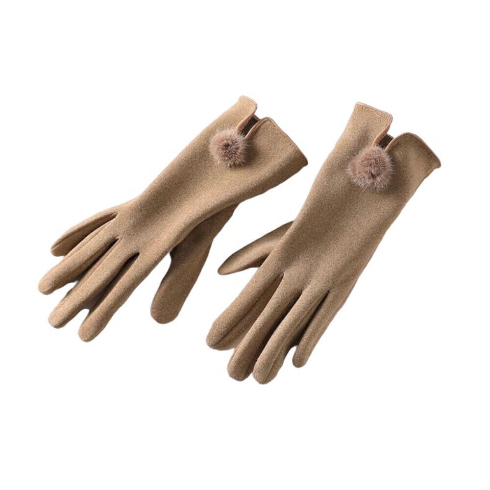 Ladies Gloves Women Winter Pom Pom Touchscreen Driving Windproof Warm Wool Glove image 3