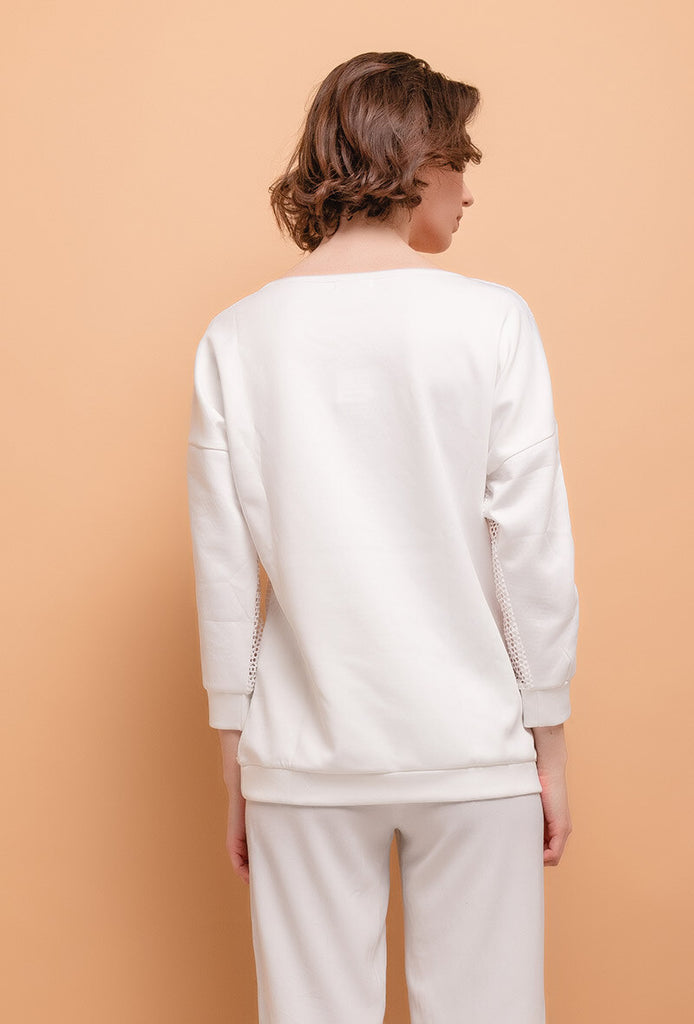 Ladies Sweatshirt with fishnet yoke Wholesales Prices image 3