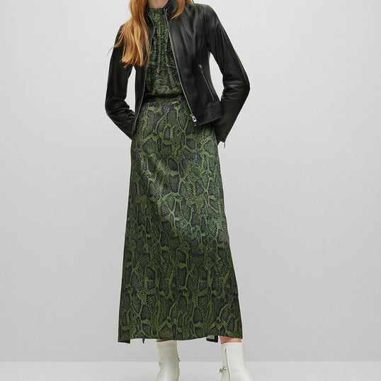 Ladies Real Leather Fitted Biker Jacket Casual Coat Black Winter Zipped Jacket image 1