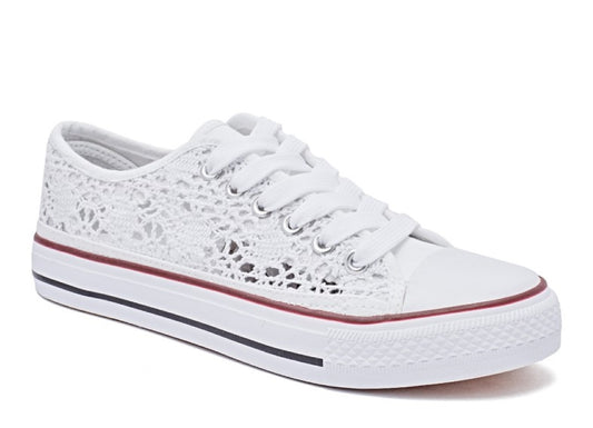 Womens Canvas Shoes Trainers Casual Plimsolls LACE UP Flat Embroidered Pumps image 0