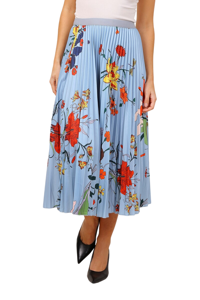 Ladies Summer Floral Print Skirt Elasticated Printed Pleated Mid-Length Skirt image 2