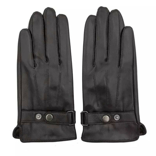 Men's Touchscreen Soft Real Leather Winter Fleece Lined Driving Gloves Black image 0