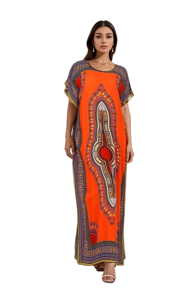 Ladies Kaftan Long Maxi Dress Summer Beach Holiday Printed Dress One Siz image 9