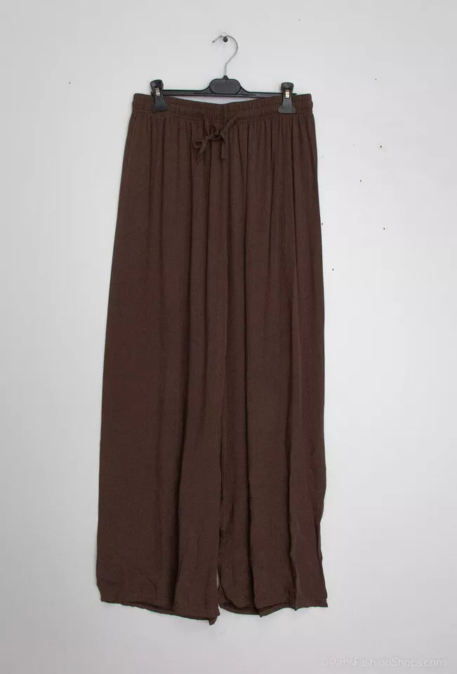 LADIES WOMENS ELASTICATED PLAZZO FLARED TROUSERS SUMMER LOUNGE PANTS SIZE 8-26 image 6