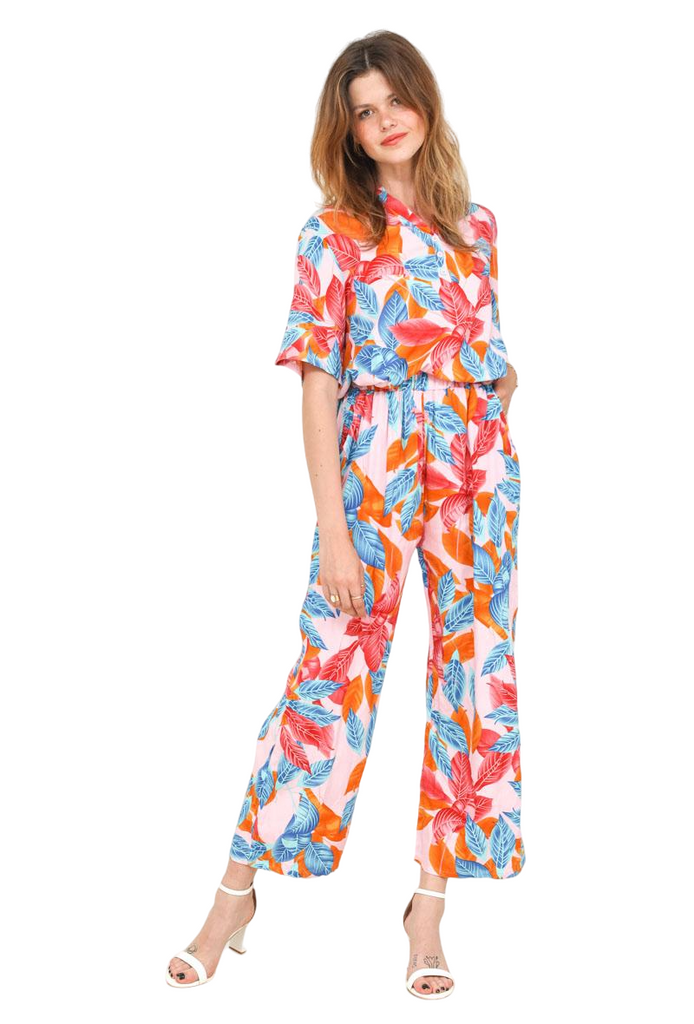 Womens Short Sleeved Shirt Wide Leg Pants Loose Comfy Loungewear Outfit Set image 7