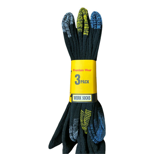 Men's 3 Pairs Heavy Duty Work Socks Mega Thermal Winter Cotton Size 6-11 Black image 1
